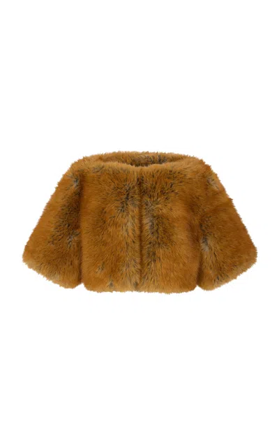 Rabanne Faux Fur Jacket In Brown