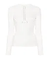 Rabanne Fine-ribbed Lace-up Top In White