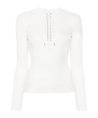 Rabanne Fine-ribbed Lace-up Top In White