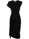 Rabanne Black Dress With Silver-tone Buttons And Draped Detail