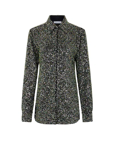 Rabanne Fitted Black Shirt With Shimmering Appliques