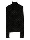 Rabanne Fitted Black Wool Sweater With Metallic Studs In Black