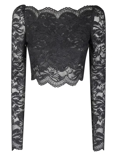 RABANNE FITTED CROPPED LACE TOP WITH LONG SLEEVES