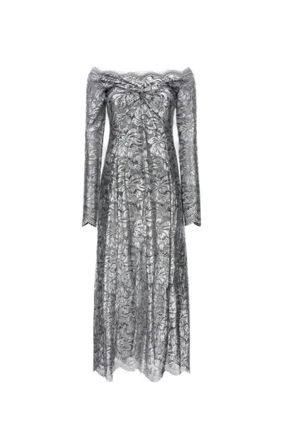 Rabanne Fitted Grey Lace Dress In Gray
