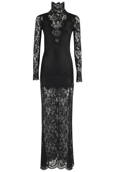 RABANNE FITTED LACE DRESS WITH HIGH COLLAR