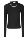 Rabanne Fitted Long-sleeve Top With Textured Knit In Black
