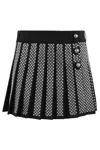 Rabanne Womens Stud-embellished Pleated Wool Mini Skirt Black