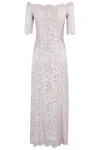 Rabanne Fitted Off-the-shoulder Lace Midi Dress With Silver Accents