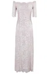 Rabanne Fitted Off-the-shoulder Lace Midi Dress With Silver Accents