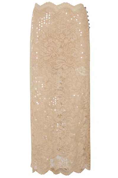 RABANNE RABANNE FITTED RAFFIA LACE SKIRT