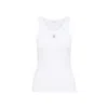 Rabanne Ribbed Cotton Tank Top With Perforated R-logo In White