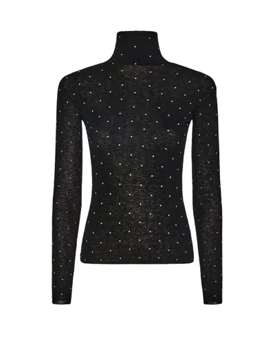 Rabanne Fitted Turtleneck Sweater With Decorative Appliques In Black