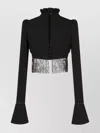 Rabanne Flared Sleeve Fringed Top In Black