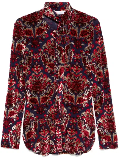 Rabanne Flocked-pattern Shirt In Blue