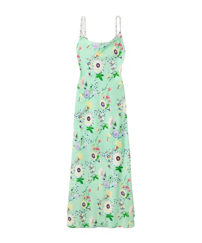 Rabanne Floral Chain Dress In Green