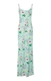 Rabanne Floral Chain-embellished Satin Slip Dress In Multi