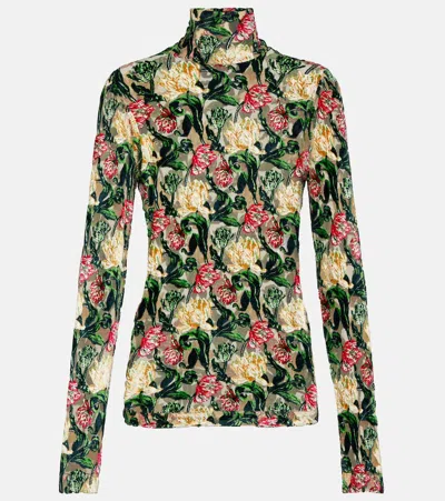 Rabanne All-over Floral-print Top In Tulipe Fond Nude