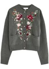 Rabanne Embroidered Wool-cashmere Cardigan In Grey