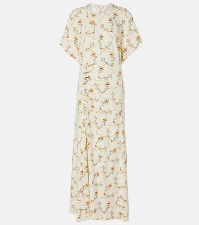 RABANNE FLORAL GATHERED MIDI DRESS
