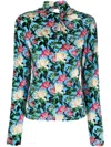 Rabanne Floral-jacquard Twist-neck Top In Multicolour