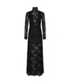 Rabanne Ornate Mixed Media Long Sleeve Lace Dress In Black