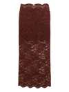 Rabanne Floral Lace Brown Midi Skirt With Scalloped Hem In Brown