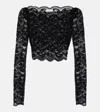 Rabanne Black Crop Top In Lace Black In Black