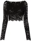 Rabanne Floral Lace Cropped Top In Black