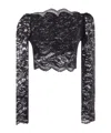 Rabanne Fitted Cropped Lace Top With Long Sleeves In Black