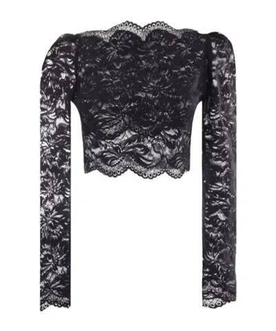 RABANNE PACO RABANNE LONG SLEEVED CROPPED LACE TOP