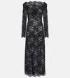 Rabanne Twist Front Off The Shoulder Long Sleeve Lace Midi Dress In Black