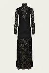 Rabanne Womens Black Lace-embroidery Slit Stretch-woven Maxi Dress