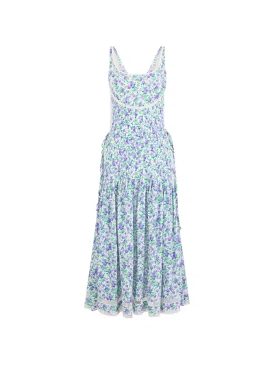 Rabanne Floral Lace Midi Dress In Blue