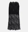 Rabanne Floral Lace Ruffle-hem Midi Skirt In Black