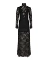 Rabanne Floral Lace Mock Neck Maxi Dress In Black
