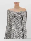 Rabanne Long Lace Dress In Gray