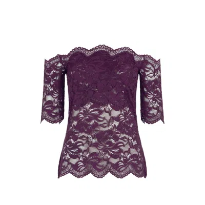 Rabanne Floral Lace Off-shoulder Blouse In Purple