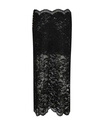 RABANNE PACO RABANNE HIGH-WAIST FLORAL LACE MIDI SKIRT