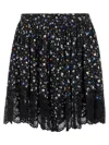 Rabanne Lace Floral Skirt Elastic Waistband In Black