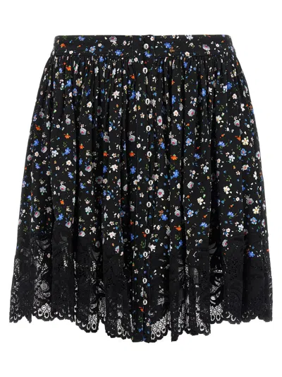 Rabanne Floral Lace Skirt In Black