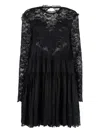 Rabanne Floral-lace Tiered Dress In Black