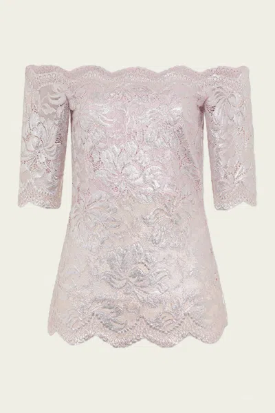 RABANNE FLORAL LACE TOP IN LIGHT PINK