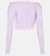 Rabanne Lavender Lace-effect Top With Boat Neckline In Purple