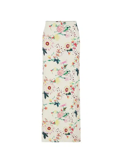 Rabanne Floral-print Jersey Midi Skirt In Multi