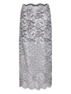 Rabanne Midi Skirt With Scalloped Waistline And Metallic Lace Fabric In Gray