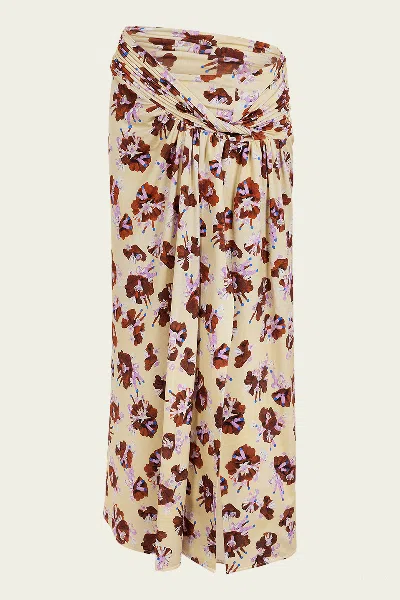 Rabanne Floral Midi Skirt In Flower Trim Cream In Multi