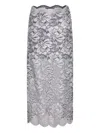 Rabanne Midi Skirt With Scalloped Waistline And Metallic Lace Fabric In Silver
