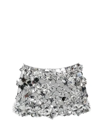 Rabanne Floral Mini Skirt In Silver