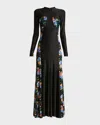 Rabanne Dali Rock Maxi Dress In Flower Black Purple