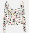 Rabanne Floral Peplum Top In Ivory Rose Garden